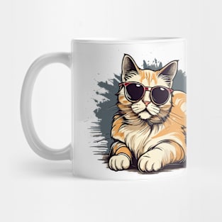 cute cat wearing glasses. Mug